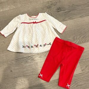 My Frist Christmas- White and Red Baby Outfit with Polka Dots